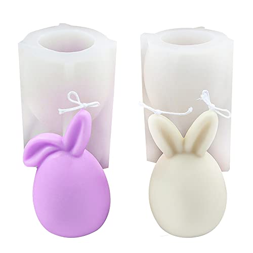 Frunimall Ostern Kaninchen Silikonform Hase,Gießform Ostern,Kaninchen Kerzen Gießformen,3D Osterhase Kerzenformen,Seifenform DIY Silikon für Ostergeschenke,Seife,Wachskerzen,Schokolade,Kuchen,2 Stück von Frunimall