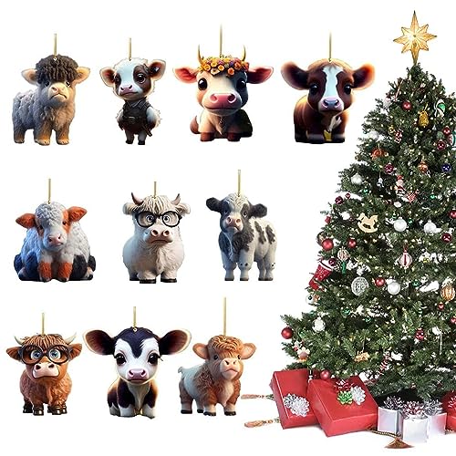 Frunimall Weihnachtsbaumschmuck Kuh,Weihnachtsanhänger,Weihnachtsschmuck für Garten,Kuh Christbaumschmuck,Christmas Decorations,Christbaumkugel Personalisiert (10,D) von Frunimall