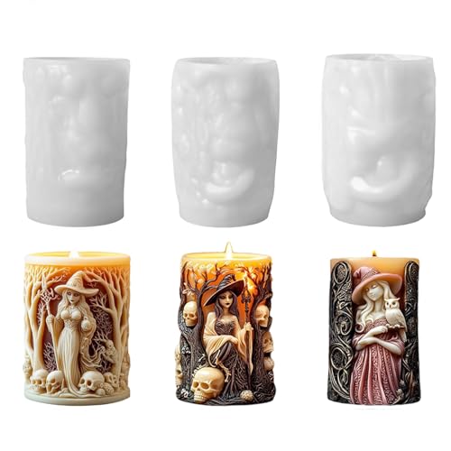 Candles Molds, Witch Soap Molds, 3-Piece Silicone Set, Reusable Crafting Tool, Handmade Art Supplies for Relaxation, Daily Use, Home, Holiday, Birthday, Travel, Friends, White Color Candles Molds, Witch Soap Molds, 3-Piece Silicone Set, Reusable Crafting Tool, Handmade Art Supplies for Relaxation, Daily Use, Home, Holiday, Birthday, Travel, Friends, White Color von Fruusv