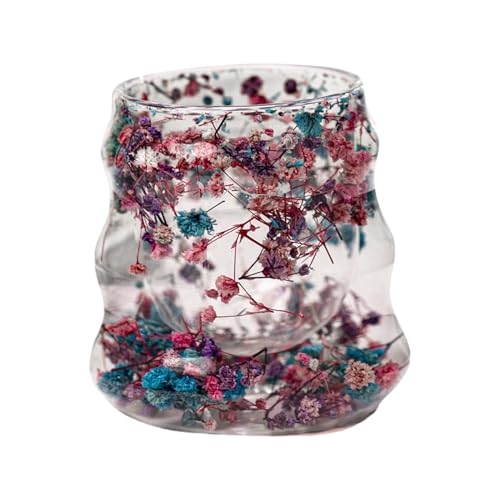 Doppelt isolierte Glasbecher – 160 ml getrocknete Blumen-Kaffeetassen für heiße und kalte Getränke mit wiederverwendbarem Hitzeschutz, dekoratives Getränkegeschirr für Tee, Wasser, Küche, Zuhause von Fruusv