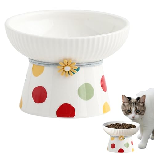 Erhöhter Katzenfutternapf, geneigter erhöhter Futternapf, 330 ml Keramik-Wassernapf, Futternapf für kleine Hunde, geneigter Katzenfutternapf, Hunde-Futternapf, Fettgesicht-Katzennapf von Fruusv
