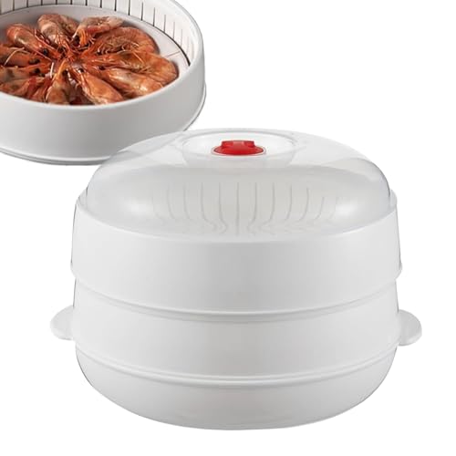 Fruusv Mikrowelle Dampfgarer mit Deckel und Tablett, Küche Knödel Dampfgarer, Küche Kochgeschirr zum Erhitzen von Mahlzeiten Pasta Knödel Fleisch Mais Kartoffel Gerichte Lebensmittel von Fruusv
