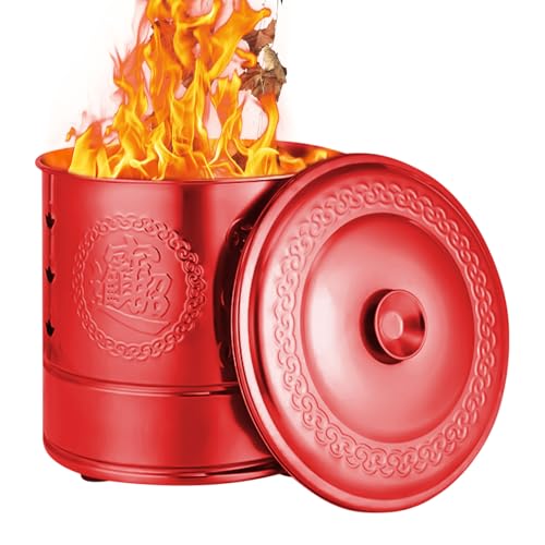 Fruusv Papierverbrenner | Aus Edlem Edelstahl Papierverbrenner Mit Verbrennungsoffnung - Festliches Behältnis Mit Deckel Für Rituale Beerdigung Qingming Fest von Fruusv