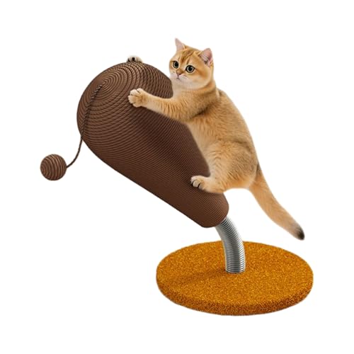 Kitten Scratching Post, Vertical Scratcher with Hanging Ball Toy, Furniture Interactive Game Console for Indoor Behavior Training in Apartments, Bedrooms, and Homes, 9.65 Inches, Brown von Fruusv