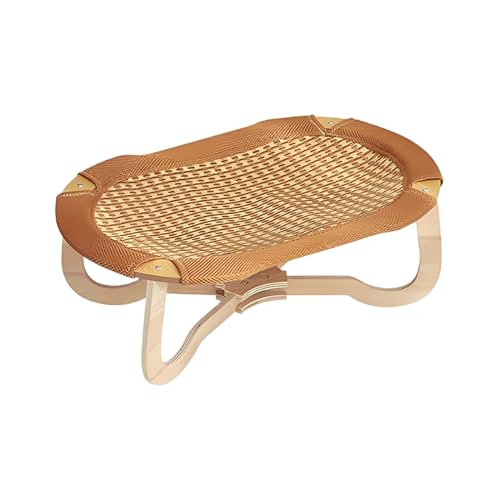 Rattan-Katzenbett, erhöhtes Haustier-Kühlbett, kratzfestes Design mit Isomatte, atmungsaktive Sommermöbel für heiße Tage, Tiere, Boden, Wohnzimmer, 59 x 38 x 20,5 cm von Fruusv