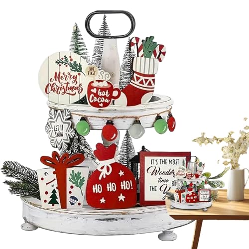 Rustikales Weihnachtstablett | -Holztischschild | Serviertablett | Multifunktionales Holzdekor für Feiertagsmittelstücke | Charmante Tischdekoration für Wohnzimmer und Kamin, perfekt für die von Fruusv