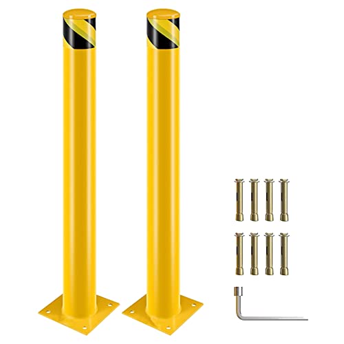 Absperrpfosten Poller, 107cm Pollerpfosten, Rammschutz-Poller für Parkplatz, Verstärkte metallisch parkplatzsperre, Gelb fahrbahnmarkierung leitpfosten für den Parkplatz(Φ11,4 cm,2pcs) von Fruyyzl