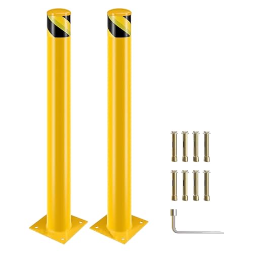 Absperrpfosten Poller, 122cm Pollerpfosten, Rammschutz-Poller für Parkplatz, Verstärkte metallisch parkplatzsperre, Gelb fahrbahnmarkierung leitpfosten für den Parkplatz(Φ11,4 cm,2pcs) von Fruyyzl