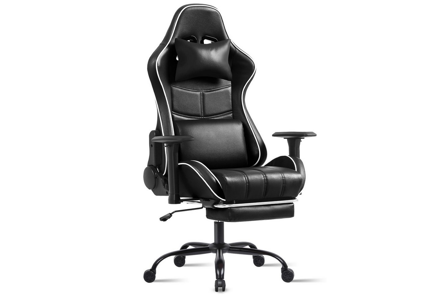 Fruyyzl Gaming-Stuhl Gaming-Sessel mit Kopf- und Lendenwirbelstütze, verstellbarer Rückenlehne, Ergonomisch, mit Fußstütze von Fruyyzl