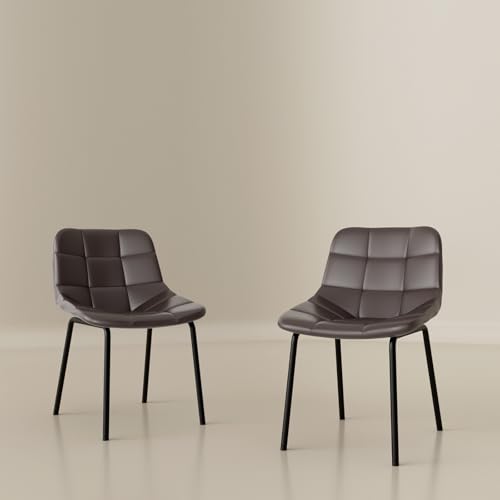 Fruyyzl Moderne ergonomische Esszimmerstühle mit dicken Kunstledersitzkissen und Metallbeinen für Esszimmer, Schlafzimmer, Wohnzimmer (2, Braun, Allgemein) von Fruyyzl