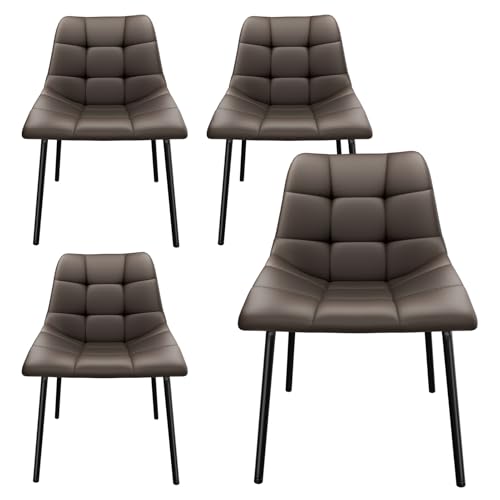 Fruyyzl Moderne ergonomische Esszimmerstühle mit dicken Kunstledersitzkissen und Metallbeinen für Esszimmer, Schlafzimmer, Wohnzimmer (4, Braun, Allgemein) von Fruyyzl