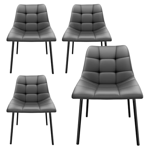 Fruyyzl Moderne ergonomische Esszimmerstühle mit dicken Kunstledersitzkissen und Metallbeinen für Esszimmer, Schlafzimmer, Wohnzimmer (4, Grau, Allgemein) von Fruyyzl