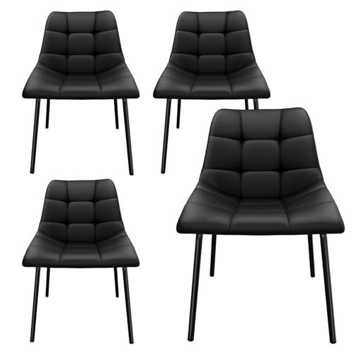 Fruyyzl Moderne ergonomische Esszimmerstühle mit dicken Kunstledersitzkissen und Metallbeinen für Esszimmer, Schlafzimmer, Wohnzimmer (4, Schwarz, Allgemein) von Fruyyzl