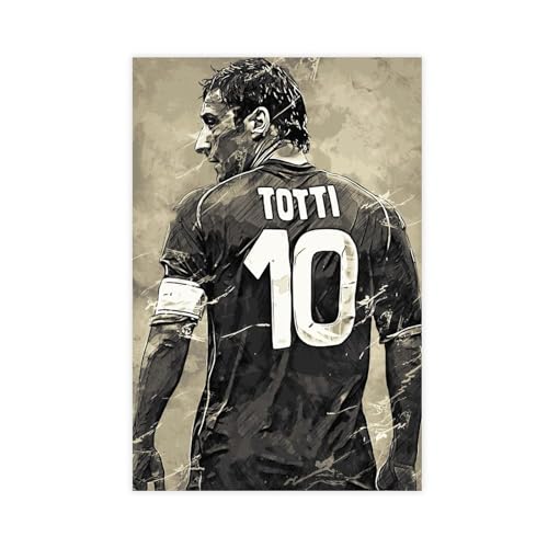 Francesco Totti Fußball-Poster, 2 Leinwand, Schlafzimmer, Dekoration, Sport, Landschaft, Büro, Raumdekoration, Geschenk, ungerahmt, 50 x 75 cm von FrySky
