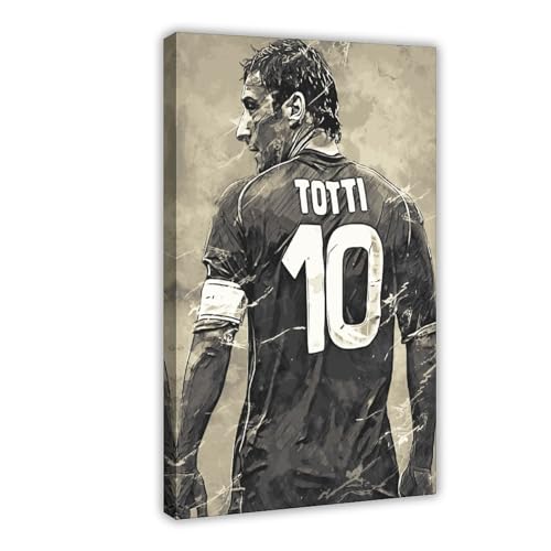 Francesco Totti Fußball-Poster, 2 Leinwand-Poster, Wandkunst, Dekor, Bild, Gemälde für Wohnzimmer, Schlafzimmer, Dekoration, Rahmen-Stil, 30 x 45 cm von FrySky