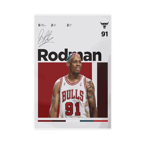 FrySky Dennis Rodman Basketball-Poster (10) Leinwandposter Schlafzimmer Dekor Sport Landschaft Büro Zimmer Dekor Geschenk Unrahmen-Stil 40 x 60 cm von FrySky