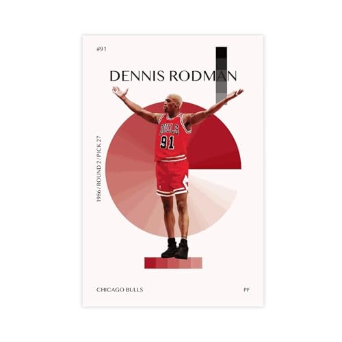 FrySky Dennis Rodman Basketball-Poster (5) Leinwand-Poster Schlafzimmer Dekor Sport Landschaft Büro Zimmer Dekor Geschenk ungerahmt 60 x 90 cm von FrySky