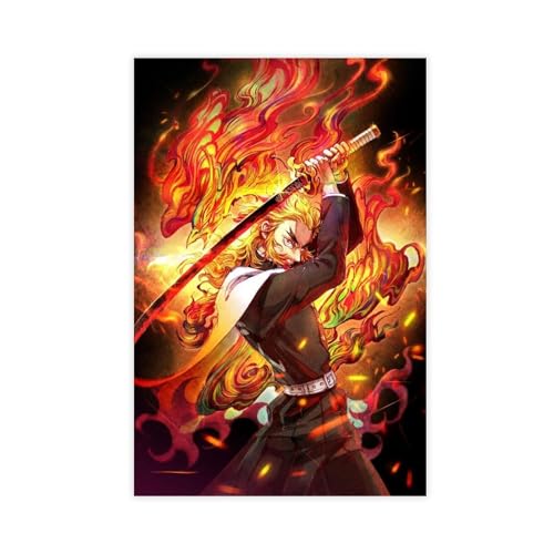 FrySky Kyojuro Rengoku Demon Slayer Poster Leinwand Poster Schlafzimmer Dekor Sport Landschaft Büro Zimmer Dekor Geschenk Unrahmen-Stil 40 x 60 cm von FrySky