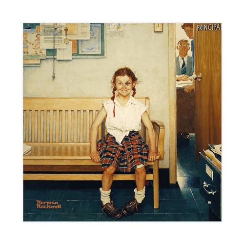 FrySky Poster "Norman Rockwell Girl with Black Eye" (1) auf Leinwand, Poster, Wandkunst, Dekordruck, Bild, Gemälde für Wohnzimmer, Schlafzimmer, Dekoration, ungerahmt, 50 x 50 cm von FrySky