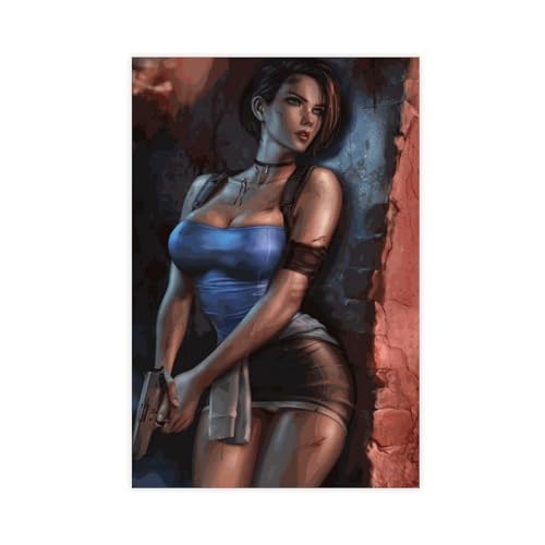 FrySky Resident Evil Jill Valentine HD Poster Leinwand Poster Wandkunst Dekor Druck Bild Gemälde für Wohnzimmer Schlafzimmer Dekoration ungerahmt 50 x 75 cm von FrySky