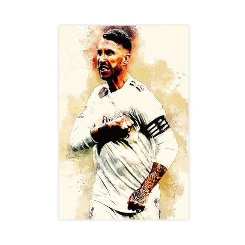 FrySky Sergio Ramos Fußballspieler-Poster 31, Leinwand-Poster, Wandkunst, Dekordruck, Bild, Gemälde für Wohnzimmer, Schlafzimmer, Dekoration, ungerahmt, 30 x 45 cm von FrySky