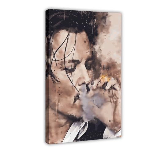 Johnny Depp Poster mit 9 Leinwand-Postern, Wandkunst, Dekor, Bild, Gemälde für Wohnzimmer, Schlafzimmer, Dekoration, Rahmenstil, 50 x 75 cm von FrySky