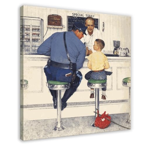 Norman Rockwell Poster 5 Leinwand Poster Schlafzimmer Dekor Sport Landschaft Büro Zimmer Dekor Geschenk Rahmenstil 30 x 30 cm von FrySky