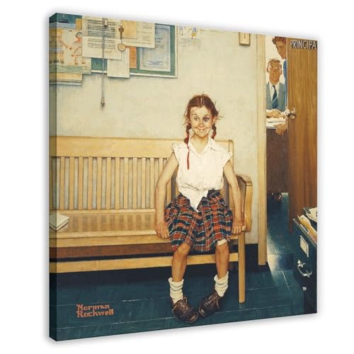 Poster "Norman Rockwell Girl with Black Eye" (1) auf Leinwand, Poster, Wandkunst, Dekordruck, Bild, Gemälde für Wohnzimmer, Schlafzimmer, Dekoration, Rahmenstil, 30 x 30 cm von FrySky