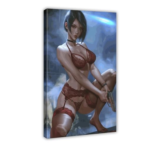 Resident Evil Ada Wong Poster Leinwand Poster Wandkunst Dekor Druck Bild Gemälde für Wohnzimmer Schlafzimmer Dekoration Rahmenstil 30 x 45 cm von FrySky