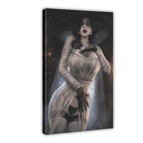 Resident Evil Village Lady Dimitrescu-Poster, 1 Leinwand-Poster, Schlafzimmer-Dekor, Sportlandschaft, Büro, Raumdekoration, Geschenk, Rahmen-Stil, 30 x 45 cm von FrySky