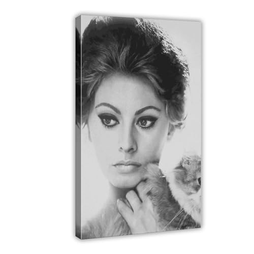 Schauspieler Sophia Loren Poster 10 Leinwand Poster Schlafzimmer Dekor Sport Landschaft Büro Zimmer Dekor Geschenk Rahmenstil 30 x 45 cm von FrySky