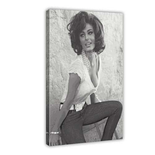 Schauspieler Sophia Loren Poster 25 Leinwand Poster Schlafzimmer Dekor Sport Landschaft Büro Zimmer Dekor Geschenk Rahmenstil 60 x 90 cm von FrySky