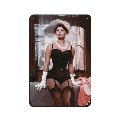 Schauspieler Sophia Loren Poster 28 Retro Poster Metall Blechschild Chic Art Retro Eisen Malerei Bar Menschen Höhle Cafe Familie Garage Poster Wanddekoration 20 x 30 cm von FrySky