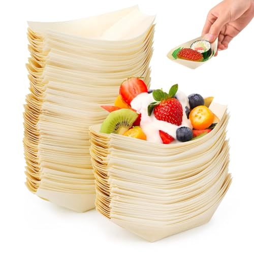 Frypay 150 Stück Fingerfood Einweggeschirr Snackschale Einweg Schüssel Schalen Currywurst Schale Holzschale Schiffchen Biologisch Abbaubar für Pommes Chips Snacks Dessert Salat Party Frypay 150 Stück Fingerfood Einweggeschirr Snackschale Einweg Schüssel Schalen Currywurst Schale Holzschale Schiffchen Biologisch Abbaubar für Pommes Chips Snacks Dessert Salat Party von Frypay