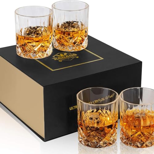 Frypay Whisky Gläser 4er Set, 300ml Bleifreie Kristallgläser, Rum Wodka Cocktail Gin Cognac Scotch Wasser Whiskyglas Geschenkset für Männer Frypay Whisky Gläser 4er Set, 300ml Bleifreie Kristallgläser, Rum Wodka Cocktail Gin Cognac Scotch Wasser Whiskyglas Geschenkset für Männer von Frypay
