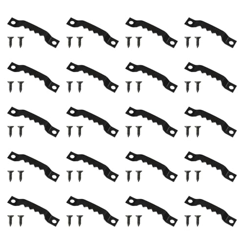 Sägezahn-Bildaufhänger Set, 50 Stück mit Schrauben, 40 mm x 5 mm, Schwarz, Zackenaufhänger für Bilderrahmen von Frypay