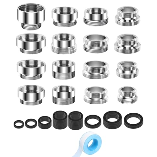 Wasserhahn Gewindeadapter Set, 16 Stück, Messing Adapter für Außengewinde, 16-28mm OD auf 22mm OD, G1/2 auf G3/4 Anschlüsse von Frypay