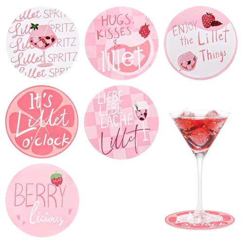 Fsahiuf 6 Stück Lillet Untersetzer -Lustige Getränkeuntersetzer mit Sprüchen Aperol Geschenk Geschenk für Lillet Fans 10 x 10 cm von Fsahiuf
