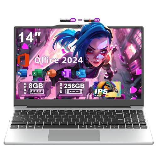 Fsjun 【Office 2024/Win11 Pro 14" Full Size Numeric Keypad Laptop,Celeron N5095(Up to 2.9), 8G RAM(Up to 32GB Expansion), 256G NVMe SSD,1920P IPS FHD,180° Hinge/WiFi/BT,PC,Notebook,PC von Fsjun