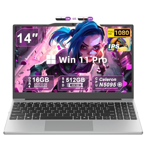 Fsjun【Office 2024/Win11 Pro 14" Full Size Numeric Keypad Laptop,Celeron N5095(Up to 2.9), 8G RAM(Up to 32GB Expansion), 512G NVMe SSD,1920P IPS FHD,180° Hinge/WiFi/BT,PC,Notebook,PC von Fsjun