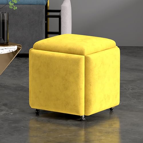 Fslvmin 5-in-1-sitzwürfel mit Drehbaren Rollen, Stapelbarer Sofa-stuhlhocker Aus Pu-Leder, Stapelbarer Osmanischer Hocker, Beweglicher Fußhocker für Wohnzimmer Schlafzimmer(45x45cm(18x18), Leather5) von Fslvmin