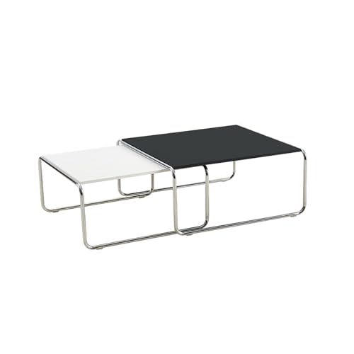 Fslvmin Rechteckiges Couchtisch-Set, Moderner Beistelltisch mit Holzplatte und Metallbeinen, Verstellbarer Couchtisch, Stapelbarer Mitteltisch für Wohnzimmer und Schlafzimmer(A Set(70+80cm), A) von Fslvmin
