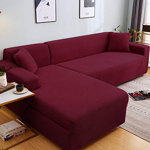 Fsogasilttlv MöBelschutz SofaüBerzug 2-Sitzer, einfarbige Ecksofabezug für das Wohnzimmer, elastische Couchbezüge Stretch-Sofa Handtuch L-förmiges Sofa von Fsogasilttlv