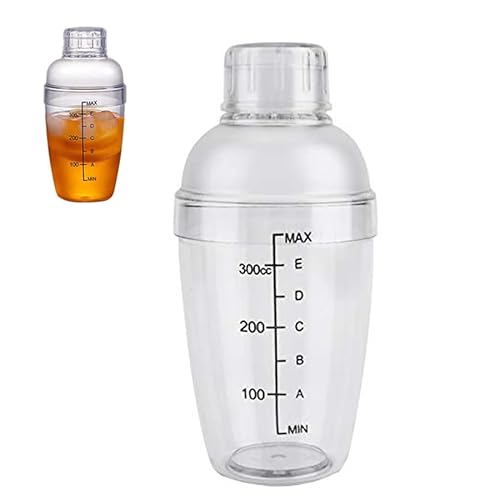 Cocktail Shaker - Anti-Leckage Transparentes PC-Harz Boston Cocktail Shaker Mixer Kunststoff mit Mess-Barkeeper-Tool für Milk Tea Bar Home Cocktail Lovers(300ml) von Ftory