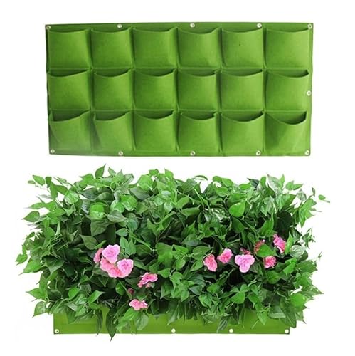 Ftory Hängende Pflanzbeutel, Wandbehang Pflanzentasche, 18 Taschen vertikale Begrünung hängende Wand Outdoor Garten Pflanzbeutel Pflanzgefäß für Outdoor Innen Hausbalkone Yards von Ftory