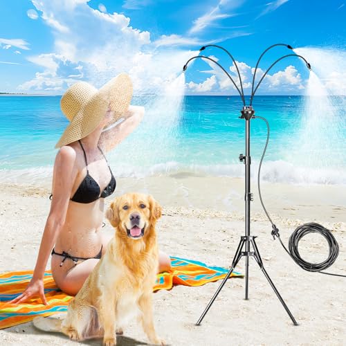 Stehende Sprühnebel für Außenterrasse, verstellbare Höhe, 150 cm, Standnebelsystem mit 70 cm Nebelleitung für Kühlung im Freien, tragbarer Wassernebelschlauch für Hinterhof, Grill, Veranda, Pool von FuBegi