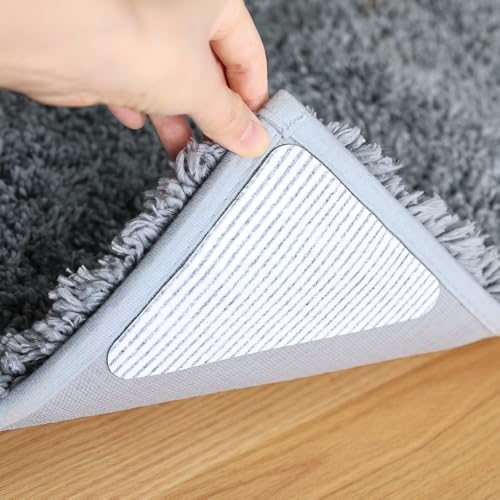 FuKuEn Teppich Antirutschunterlage für Holzboden Waschbar Vacuum Tech Teppichgreifer Antirutschmatte Teppich Stopper rutschfest 12cmx12cm 4 Stück von FuKuEn