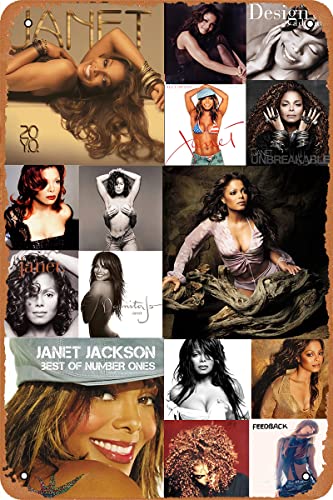 Fuagziha Janet Jackson Poster Metall Blechschild Vintage Home Bar Club Wandkunst Dekor Schild Schilder 20,3 x 30,5 cm von Fuagziha