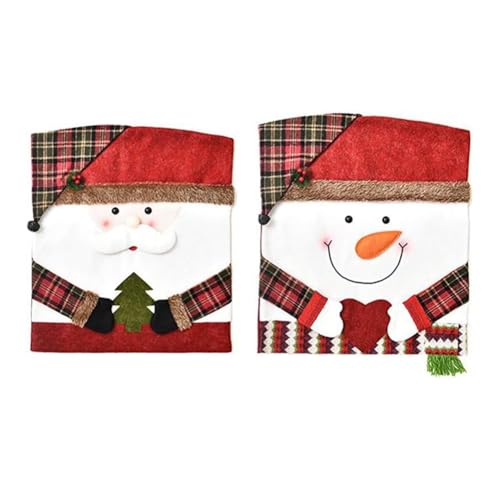 Fubdnefvo 2er Pack Weihnachtsstuhlhussen Santa & Schneemann Aus Polyester Wie Abgebildet Xmas Abnehmbare Stuhlhussen Weihnachten Zuhause von Fubdnefvo