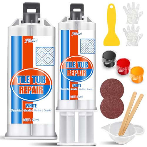 Fliesenreparaturset Weiß, 100ml Wasserdichtes Badewannen Reparaturset, 100ml Keramik Reparaturset zum Reparieren von Kratzern, Dellen und Löchern auf Badewanne, Waschbecken, Acryl, Emaille, Marmor Fliesenreparaturset Weiß, 100ml Wasserdichtes Badewannen Reparaturset, 100ml Keramik Reparaturset zum Reparieren von Kratzern, Dellen und Löchern auf Badewanne, Waschbecken, Acryl, Emaille, Marmor von Fuchoi
